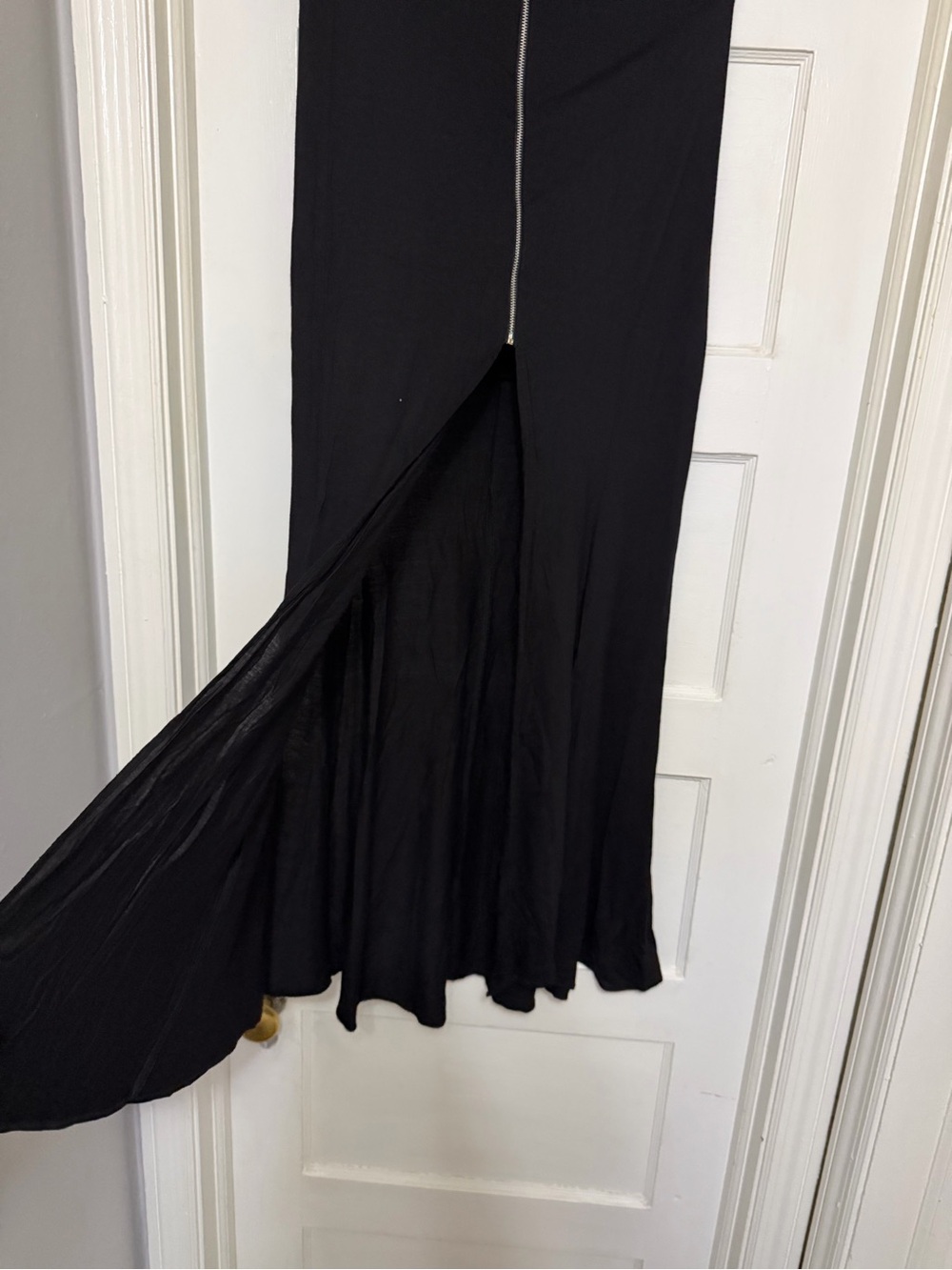 bebe Black Maxi Skirt with Center Zip and Front Slit